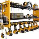 Power Tool Organizer Wall Mount,Cordless Drill Hanger Storage Rack 8 Drill Holder,3 Layers Heavy Duty Power Tool Storage Rack(Yellow)
