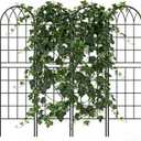 4 Pack Metal Garden Trellis for Climbing Plants, Black Metal Garden Trellis for Vines Plant Rose Vegetable Support,Large Decorative Outdoor Trellis