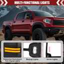 Tow Mirrors Compatible with 2014-2018 Chevy Silverado GMC Sierra, Sequential Switchback Turn Signal, Backup/Arrow Light, Power Heated, Dual Glass, Manual Telescoping Folding, Black Housing