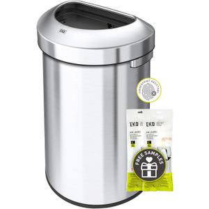 EKO Urban 21 Gallon Semi-Round Open Top Waste Bin, Stainless Steel Half Round Commercial Trash Can for Indoor and Outdoor, Extra Large Metal Garbage Bin for Home, Office, Restaurant, Restroom, 80L