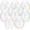 Giant Clear Easter Eggs Fillable Jumbo Plastic Easter Eggs Large Clear Easter Egg Empty for Easter (10 Pcs - Clear with Colorful Handle (10 Inch))