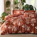 Bedsure Queen Comforter Set - 7 Pieces Floral Terracotta Soft Bedding Sets, Queen Bed in a Bag with Botanical Flowers Comforter, Sheets, Pillowcases & Shams