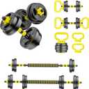 Adjustable Dumbbell Set, 10-90lbs Free Weights with Connector 4 in 1 Dumbbells, Barbell, Kettlebell & Push Up Stand, Adjustable Weights Set for Home Gym Fitness Equipment for Men & Women