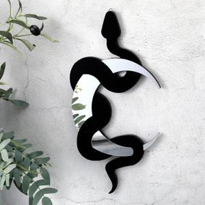 Weysat Black Snake and Crescent Moon Mirror Gothic Wall Decor Gothic Snake Decor Boho Hanging Mirrors Home Decorative Wall Art for Living Room Bathroom Bedroom Hallway