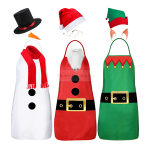 3 Set Christmas Apron and Hat Christmas Party Costume Funny Snowman Santa Claus Elf Cosplay Character Costume Kit, Kids