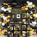 2026 Graduation Decorations Black and Gold Grad Balloon Boxes with Letters So Proud of You Balloon Arch Kit Class of 2026 Photo Backdrop Props Congrats Grad Party Decorations for Any Grades