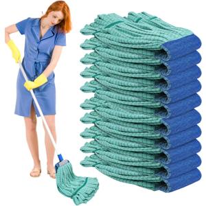 10 pcs Large Microfiber Tube Mop Heads,18 oz Heavy Duty Commercial Mop Head Replacement Reusable Machine Washable for Hardwood,Tile,Laminate Floors