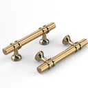 Haliwu 6 Pack Gold Cabinet Pulls 3 inch, Cabinet Handles Gold Pulls for Dresser and Drawer, Brushed Brass Drawer Knobs Solid Barrel Dresser Handles, Kitchen Hardware Knobs