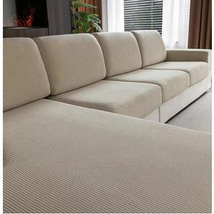 OHSIO Sectional Couch Covers, Wear Resistant Stretch Sofa Covers Washable Soft Couch Cushion Covers Anti Slip Furniture Protector Sofa Slipcovers for Pets(1 Piece Chaise Cover, Light Brown)