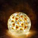 1 Pcs Sunflower Glass Lighted Ball Decorative Battery Operated 3.9 Inch Waterproof Floral Crackle LED Night Lights for Garden Globe Orb Lamp for Party Fall Thanksgiving Birthday Gift