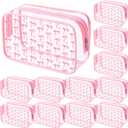 Kacctyen 12 Pcs Pink Bow Cosmetic Bag Coquette Preppy PVC Makeup Bag Bulk Clear Zippered Travel Toiletry Pouch Gift for Women Birthday Party Favor Bridal Shower