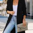 PRETTYGARDEN Women's 2026 Spring Fall Long Blazer Jackets Long Sleeve Lapel Pockets Loose Fit Work Casual Blazers Outerwear (Black, XXL)
