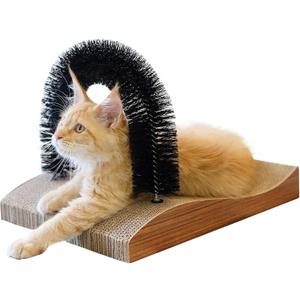 FUKUMARU Cat Self Groomer, 2.0 Version Cat Arch Face Scratcher with Scratcher Pad, Cats Back Grooming Massager Toy Brush for Indoor Kitten and Small Dog