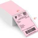 MUNBYN 4"x6" Pink Direct Thermal Shipping Labels, Commercial Grade Permanent Adhesive Fanfold Mailing Postage Label Paper for Thermal Printers and Packages, 500 Sheets per Stack