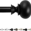 Deconovo Heavy-Duty Black Curtain Rod, Adjustable 66-120 Inch Decorative Window Rod, 3/4 Inch Metal Tube for Curtains, Drapes & Blackout Panels, Easy Installation, Elegant Finials