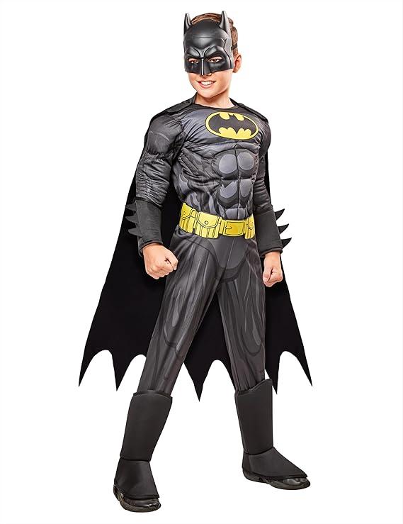 Kids DC Comics Deluxe Batman Fancy Dress Costume Large, black, 7-8 Y