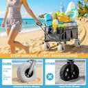 Beach Wagon with Big Balloon Wheels for Sand, 240L Collapsible Wagon, 9x4 Wide Wheels, 450lbs Heavy Duty Beach Cart with Side Covers & Zipper Pockets, 600D Oxford Fabric, Black