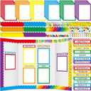 Fuyoooo 90 Pcs Science Fair Board Supplies 60 Trim Scalloped Bulletin Board Borders 24 Presentation Board Subtitles 6 Science Fair Titles for Classroom Display Boards (Rainbow)