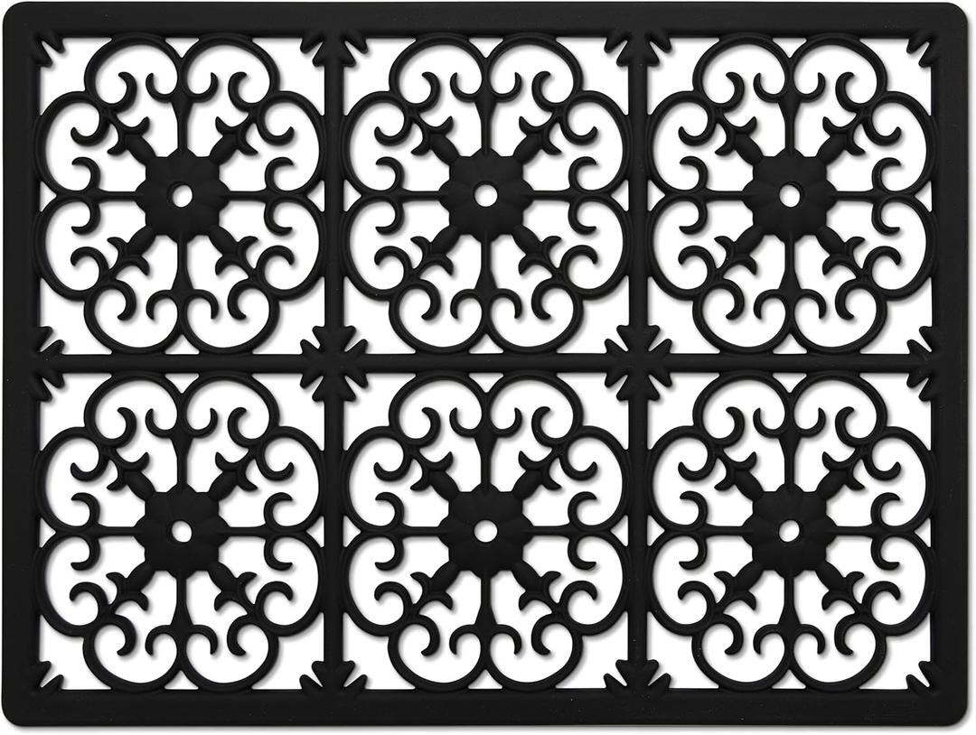 GASAR, Extra Large, Thick, Silicone Trivet for Hot Dishes, Pots, and Pans, Heat Resistant Mat for Countertop, Hot Pad for Kitchen, Easy to Clean, 16 x 12 x 3/8 Inches, Black