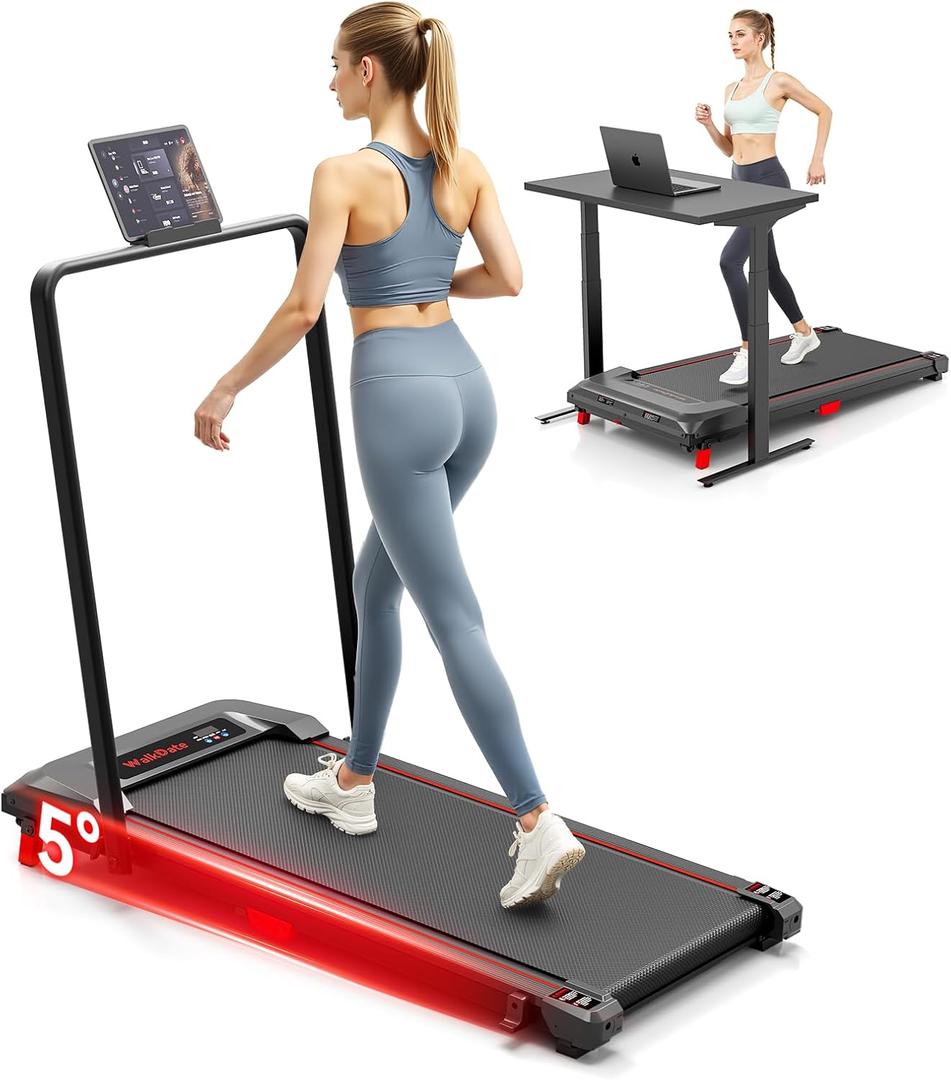 Walking Pad, Incline Walking Pad Treadmill, Under Desk Treadmills 265 Lbs Capacity, 2.5HP Low Noise Portable Running Machine for Home and Office, with LED Display, Remote Control