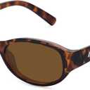 Retro Narrow Oval Sunglasses for Women Trendy Small Vintage Sunglasses UV Protection FZN824 (Leopard Frame/Brown Lens)