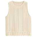 KIRUNDO Beach Vacation Clothes for Women Spring Summer Crochet Sweater Vest Tank Tops Cover Ups Resort Cruise Outfits 2025 (Medium, Beige)