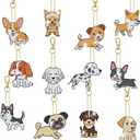 12 Pcs Dog Diamond Keychains Kit DIY Cute Dog Diamond Keychains Dog Diamond Keychain for Beginners Adults and Kids Art Craft Supplies Gift
