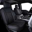 RISINGSTAR Silverado Sierra Faux Leather Seat Covers, Fit for 2019-2025 Chevy Silverado GMC Sierra 1500 and 2020-2025 2500HD 3500HD Crew Cab(Full Set, Black)