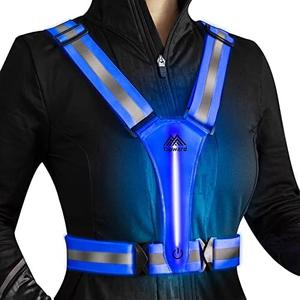 LED Reflective Vest Safety Gear, Light Up Vest for Night Walking Cycling, High Visibility Running Vest with Reflective Strips (Blue)