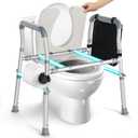 Raised Toilet Seat with Handles, Toilet Seat Risers for Seniors with Adjustable Height & Width, Handicap Elevated Toilet Seat for Elderly, Pregnant, Fit Any Toilet (500lb Enhanced Version)