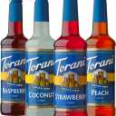 Torani Sugar Free Flavored Drink Syrup Soda Flavors Variety Pack, Raspberry, Coconut, Strawberry & Peach, 25.4 fl oz, BBD: 29 Jan 2026 (Set of 4)