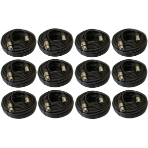 12 Pack 25FT Pro XLR 3Pin Male to Female Microphone Mixer Extension Audio Cable