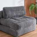 Folding Sofa Bed, Convertible Sleeper Chair Couch Bed Faux Rabbit Fur for Adults, with Back Support Floor Couch Comfy Floor Sofa for Living Room Bedroom, Dark Grey, Single