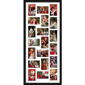 16x38 Collage Picture Frame 4x6 Collage Frame Displays for Twenty 4x6 inch Photos Horizontal Wall Mounting Display and Vertical Black