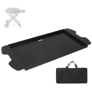 7034 Cast Iron Griddle Plate with Carry Bag for Weber Traveler Grills 9010001 9020001，Upgrade Flat Top Griddle Replacement Part for 9030001 9013001 9011701 Weber Traveler Portable Gas Grills,Black