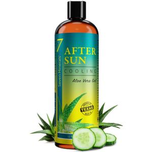 Seven Minerals Cooling After Sun Gel with Aloe Vera - For Skin & Face with Instant Sunburn Relief. Unlike Regular Aftersun Lotion With Cucumber & Vitamin E (12 Fl Oz)