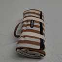 Striped Picnic Blanket Waterproof & Sand Proof, 5-Layer Beach Blanket Portable with Carry Strap, Extra Large Foldable Picnic Rug Machine Washable for Camping Party,Wet Grass,Kids Playground (Orange)