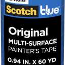 ScotchBlue Painter's Tape, 0.94" Width x 60 Yards, 8 Rolls, Blue, Multi-Surface, Indoor/Outdoor, 45% Renewable Resources, No Residue, DIY, Glass, Wood, 0.94 inches, Made in USA or Imported
