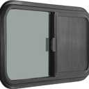 Horizontal RV Window, 24" W x 20" H Tinted Sliding RV Window with Net Screen and Trim Ring, Suitable for 15/16" or 1-3/8" and Slightly Thicker Up to 1/16" Walls, DOT Approved