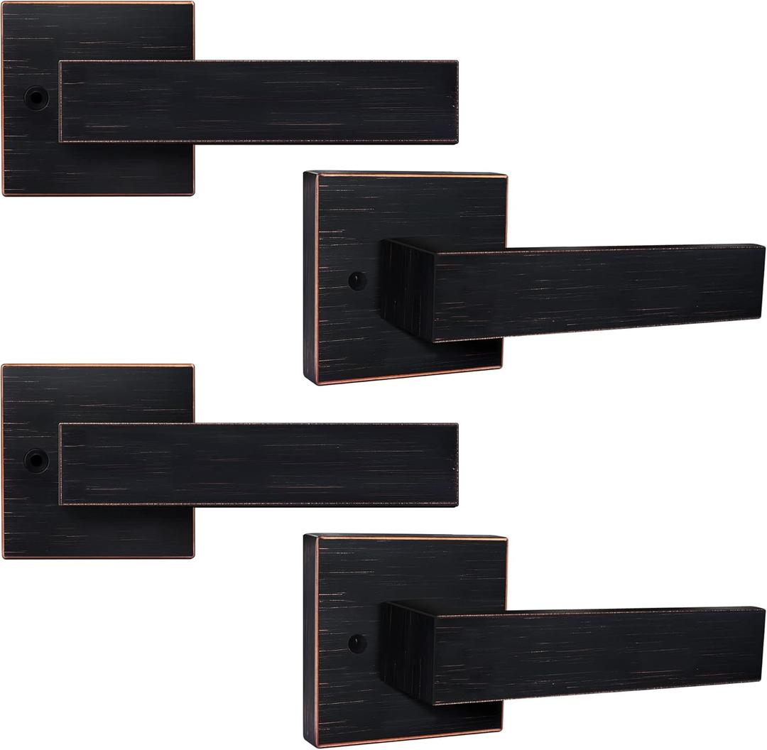 4 Pack Dummy Door Handles Oil Rubbed Bronze,Dummy Door Knob Interior,Half-DummyDoor Lever