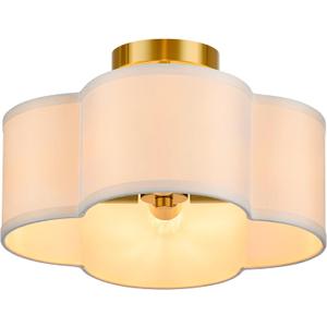 VONLUCE Semi Flush Mount Ceiling Light, 13'' Ceiling Light Fixture with Four Leaf Clover-Shaped, 4-Light Modern Light Fixture for Bedroom Living Room Nursery Hallway, White Shade & Gold Finish (12.6")