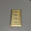 Metal Wall Plate for Electrical Outlets, Decorative Brass Gold Switch Plates Outlet Cover, Light Switch Cover Plate, 4-Gang Wall Plates (Quad Toggle, 1 Pack)