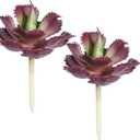 Duovlo Artificial Succulent Plant 7.08 Inch Faux Succulents Agave potatorum Flower Arrangement Craft Wall DIY Materials Pack of 2 (Dark Purple)