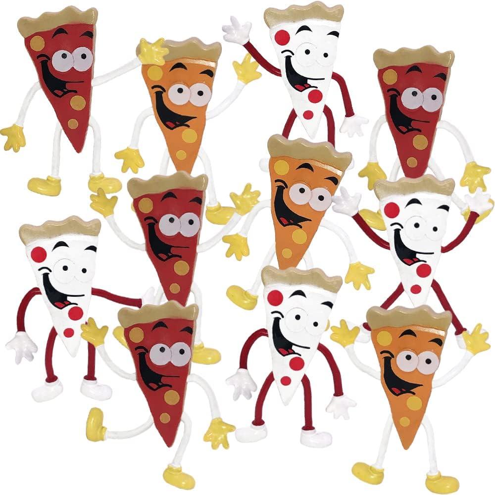 ArtCreativity Bendable Pizza Figures - 12-Pack Fidget Toys for Kids, Fun Pizza Party Favors, Goodie Bag Stuffers & Pinata Fillers, Stress Relief Toys for Boys and Girls (set of 12,)