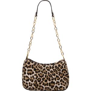 LJCZKA Leopard Print Shoulder Bag for Women Small Leopard Shoulder Purse y2k Clutch Tote Handbag Vintage Leather Underarm Bag
