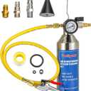 AC Flush Kit, Auto air Conditioning Pipeline Cleaning Tool Set,R134A R12 R22 R404 R410A AC System Flush Kit Can Tool with 220PSI Gauge, Air Fittings and Hose