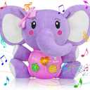 Aitbay Plush Elephant Music Baby Toys 0 3 6 9 12 Months, Cute Stuffed Aminal Light Up Baby Toys Newborn Baby Musical Toys for Infant Babies Boys & Girls Toddlers 0 to 36 Months (Purple)