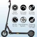 Electric Scooter for Big Kids/Teens - 250W Motor, 15.5 mph Top Speed, Rear Foot Brake, Folding E-Scooter for Riders up to 220 lbs, UL-2272 Certified