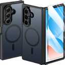 FNTCASE for Samsung-Galaxy Z-Fold-7 Magnetic Case: Translucent Matte Textured Military Grade Drop Protection Cell Phone Cover - Slim Rugged Durable Shockproof Protective Bumper Cases (Black 8.0 inch)