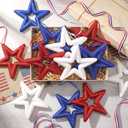 Roowest 12 Pcs Large 4th of July Ornaments Patriotic Tree Ornaments Red White Blue Hanging Glitter Stars 5.9 Inch DIY 250th Anniversy Decor for Independence Day American Party Decor